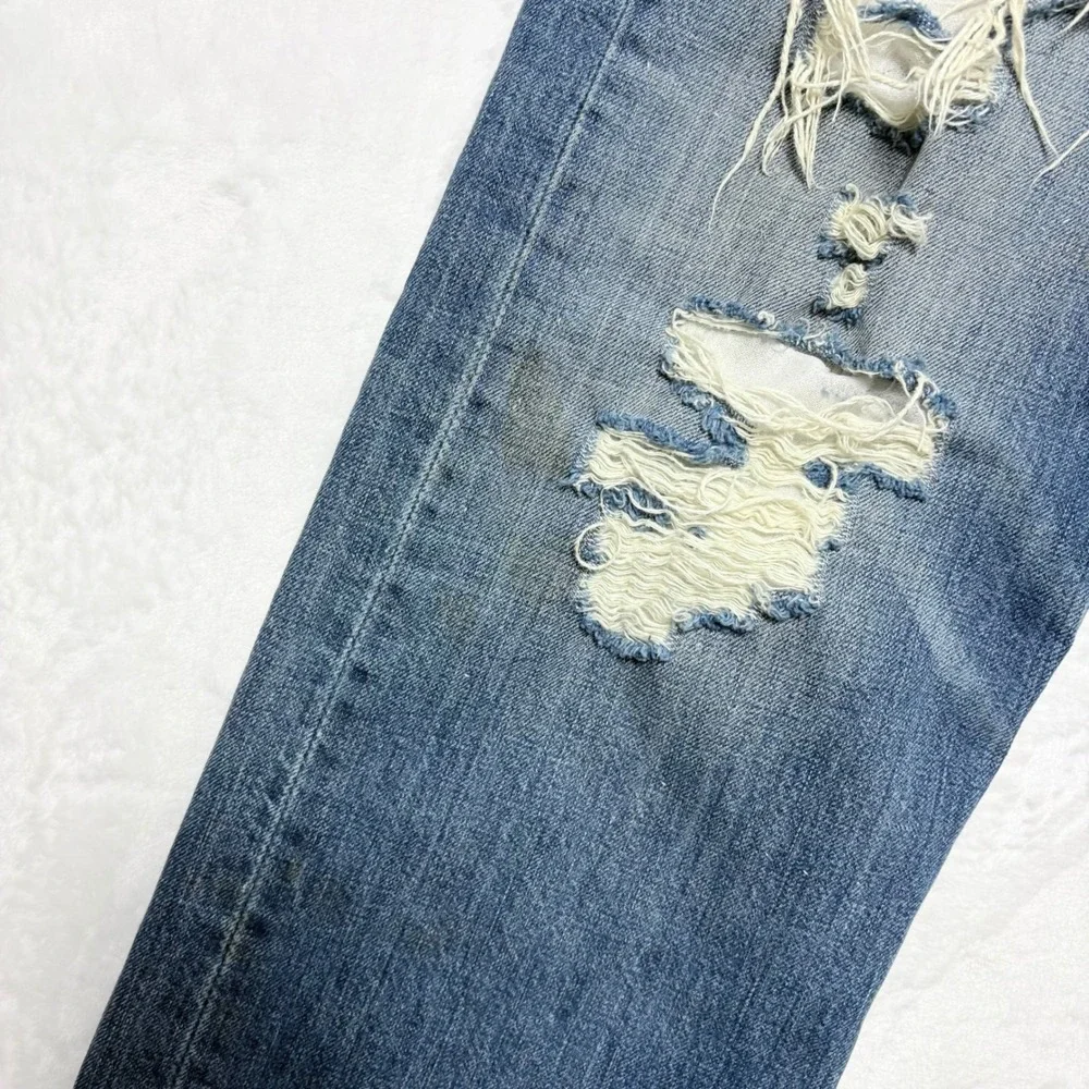 Levi's 522 Slim‎ Taper Distressed Jeans Men's 38x30 Blue Ripped Shredded Cotton